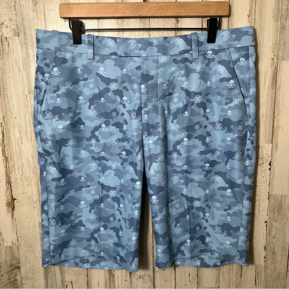 G Fore Camo Blue Skull Performance Golf Shorts 9" Inseam Mens Size 35